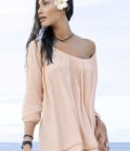 Dionne Summer Slight Hollow-out Apricot Beach Dress