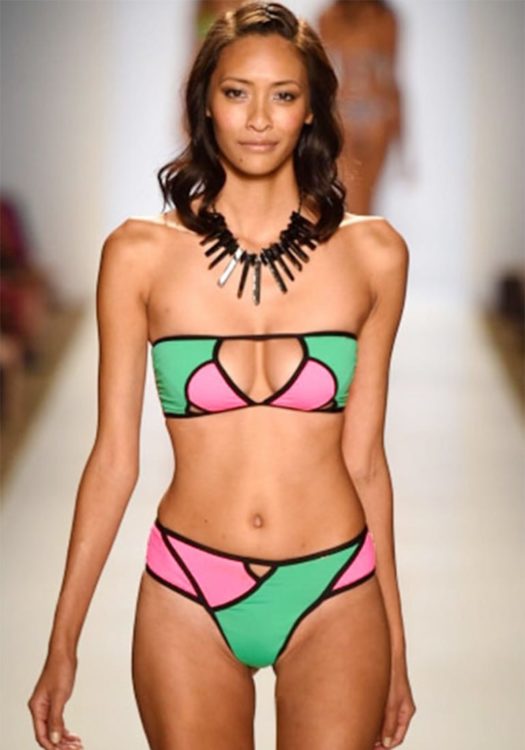 Ciara Color Block Cut Out Bandeau Bikini Swimsuit