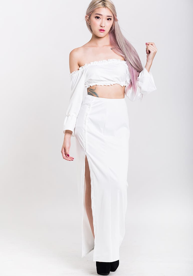 button down maxi skirt