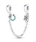 Lucky Series S925 Silver Horseshoe Four Leaf Clover Chain Charm